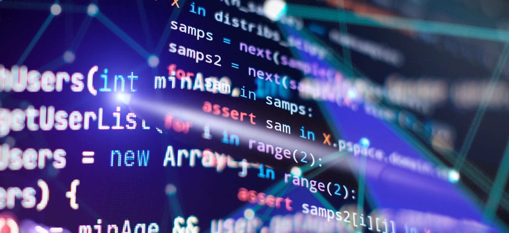 Screen with coding language on it