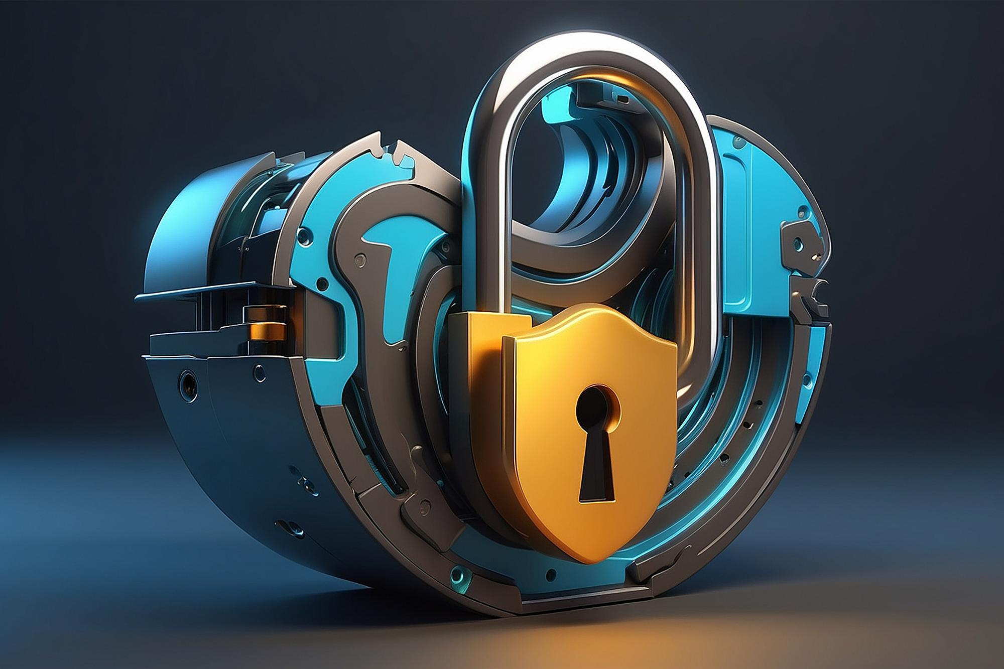 3d Vector Lock Open the lock with the key Data Protection Safety Encryption Protection Privacy concept