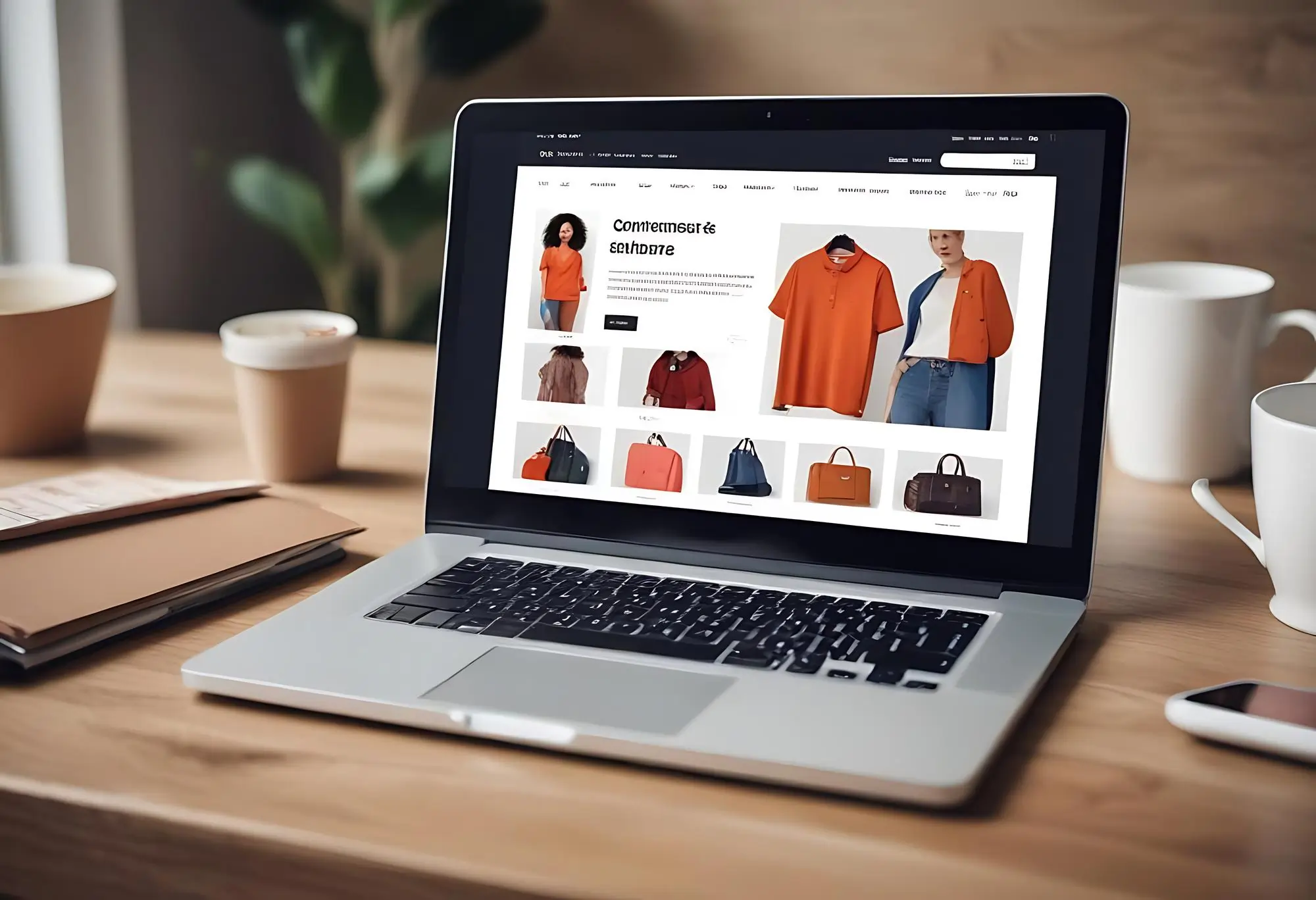 A laptop with a website for a fashion brand